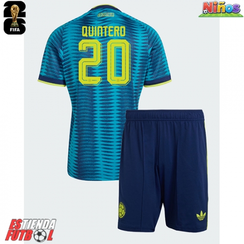 Colombia Juan Fernando Quintero #20 Segunda Equipación Niños Mundial 2026 Manga Corta (+ Pantalones cortos)